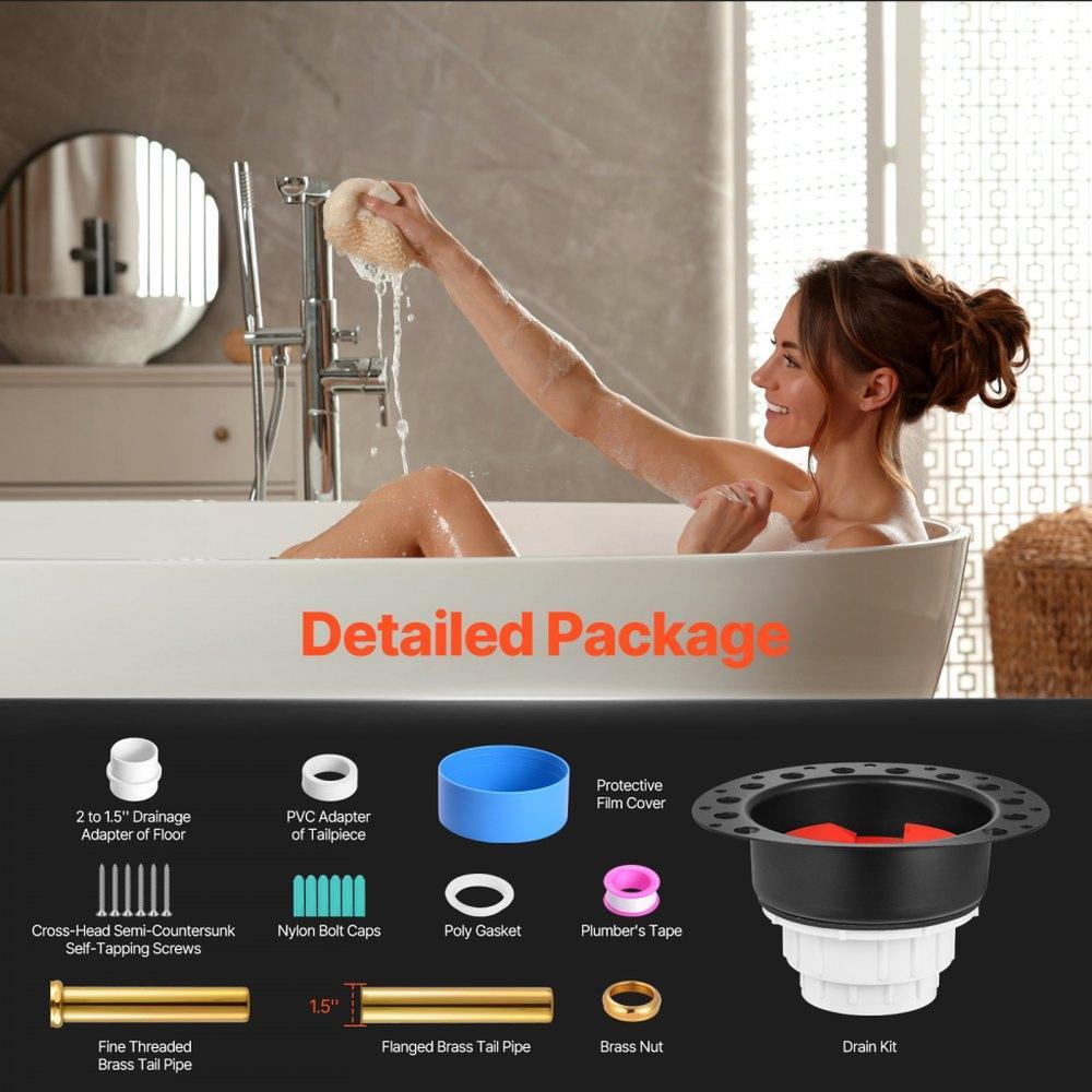 Freestanding Tub Drain Kit Bathtub Drain Rough-in Kit with PVC Adapter
