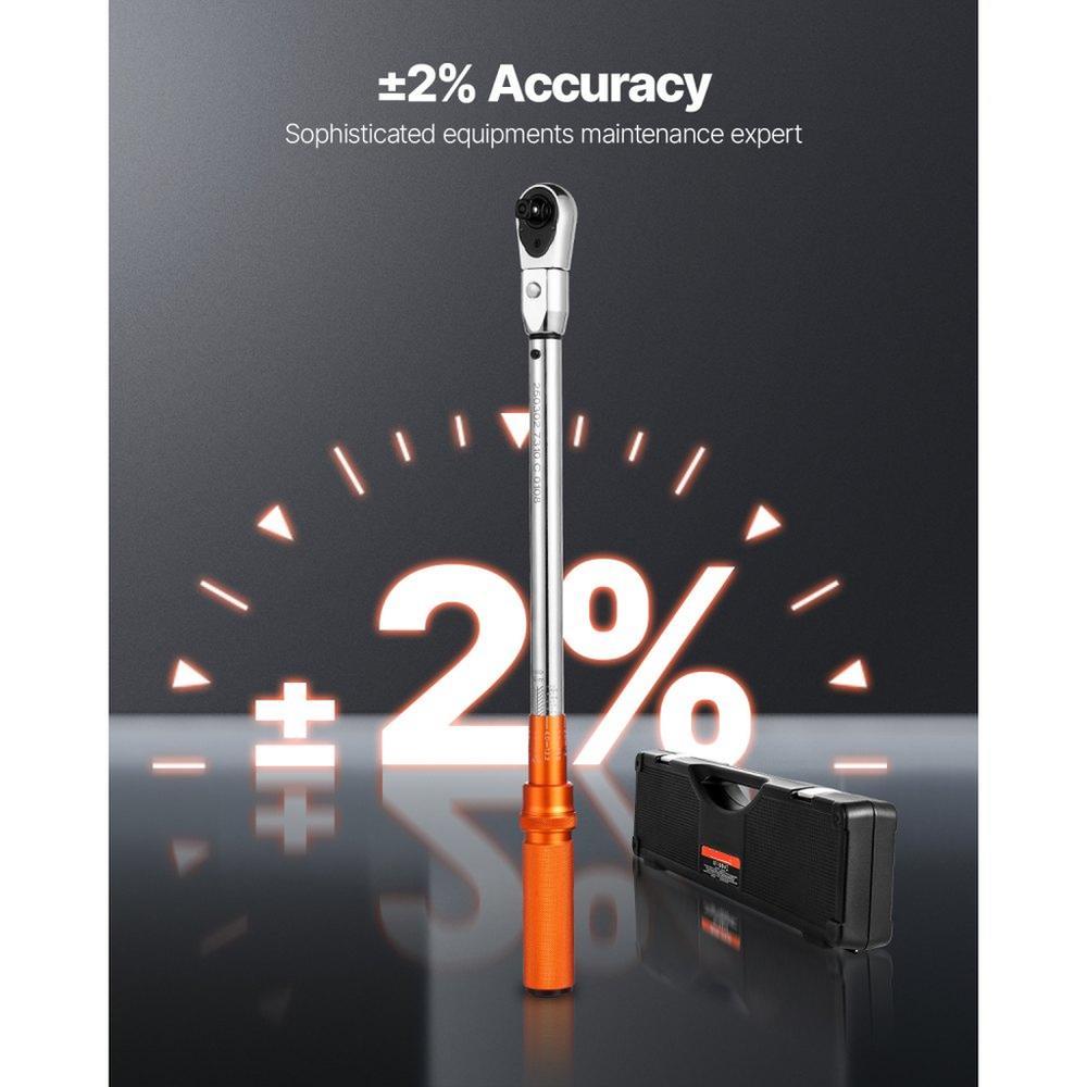 Adjustable Click Torque Wrench 1/2Inch Drive 20-160 lbf-ft/27.1-216.8 N.m