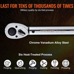 Torque Wrench, 1.3 cm Drive Click Torque Wrench 20-250ft.lb/34-340n.m, Dual-Direction Adjustable Torque Wrench Set, Mechanical Dual Range Scales Torque Wrench Kit with Adapters Extension Rod