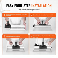 Drywall Skimming Blade Set, 7/10/14/16/24 in (17.8/25.4/35.6/40.6/61 cm)Skimming Blades + 34 - 81.6 in/86.4 - 207 cm Extension Handle Pole, Stainless Steel Knife Professional Skim Coat Tools, for Gyprock/WallBoard/Plasterboard