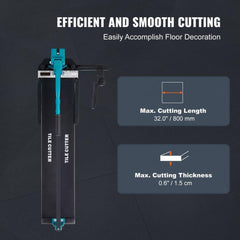 Manual Tile Cutter, 800mm, Porcelain Ceramic Tile Cutter with Tungsten Carbide Cutting Wheel, Infrared Positioning, Anti-Skid Feet, Durable Rails for professional installers or beginners