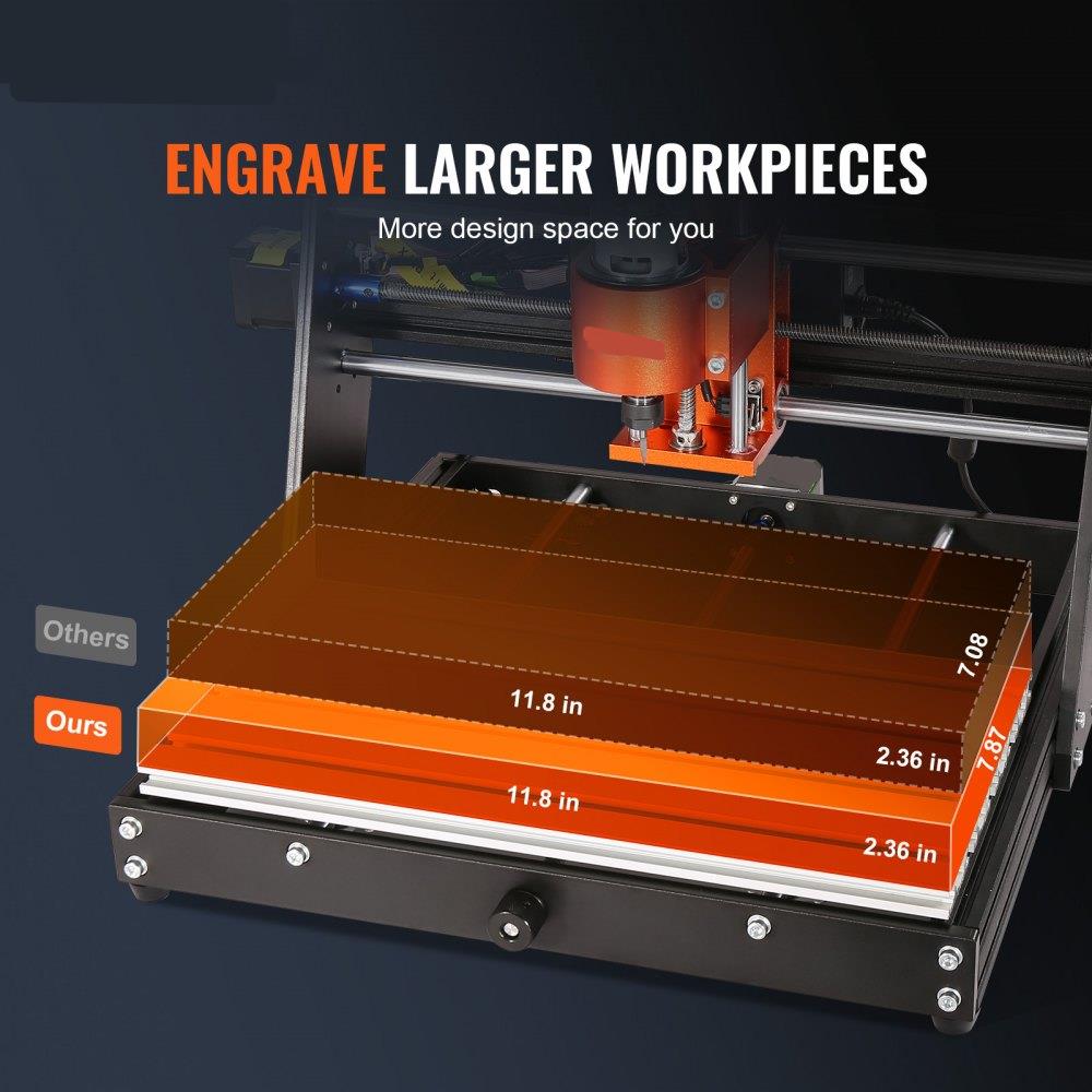 CNC Router Machine, 300x200x72mm Working Area, 120W Engraving Machine, 3 Axis GRBL Control Wood Engraving Carving Milling Machine Kit 1200RPM with Offline Controller for Wood, Acrylic, MDF, PVC, Plastic Foam