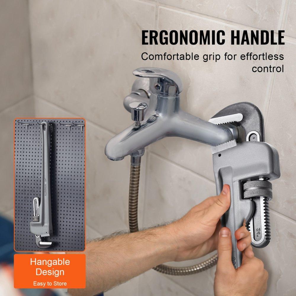 Aluminum Straight Pipe Wrench 24 in Adjustable Plumbing Wrench CRV Jaw