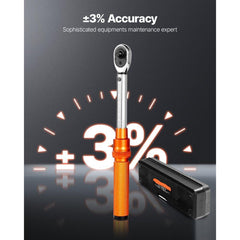 Click Torque Wrench Set 1/4 Inch Drive 20-200lbf-in /2.3-22.6N.m Orange