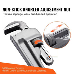 Aluminum Straight Pipe Wrench 24 in Adjustable Plumbing Wrench CRV Jaw
