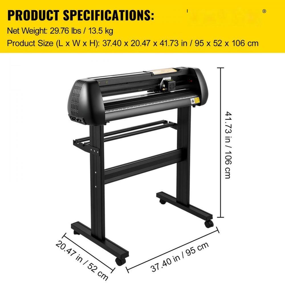 Vinyl Cutter Machine, 28-inch Cutting Plotter, Adjustable Speed and Force, DIY Cutting Machine Kit for Signs Banners Stickers with Floor Stand SignMaster Software Tools for Windows