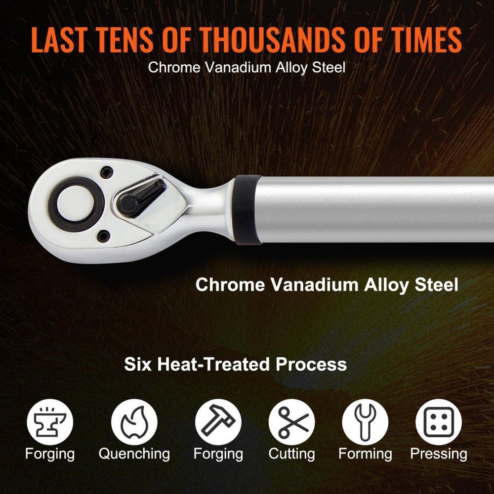 Digital Torque Wrench, 1.3 cm Drive Electronic Torque Wrench, Torque Wrench Kit 25-250ft.lb/34-340n.m Torque Range Accurate to ±2%, 3-Mode Adjustable Torque Wrench Set with LED Buzzer Calibration