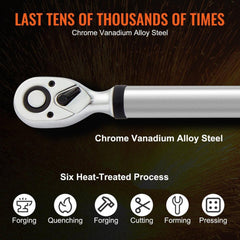 Digital Torque Wrench, 1.3 cm Drive Electronic Torque Wrench, Torque Wrench Kit 25-250ft.lb/34-340n.m Torque Range Accurate to ±2%, 3-Mode Adjustable Torque Wrench Set with LED Buzzer Calibration