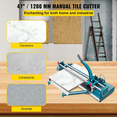 47Inch/1200mm Tile Cutter Double Rail Manual Tile Cutter 3/5 in Cap w/ Precise Laser Positioning Manual Tile Cutter Tools for Precision Cutting