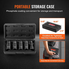 Lug Nut Impact Socket Set 1/2 in Drive Metric and SAE 6-Point Flip Socket