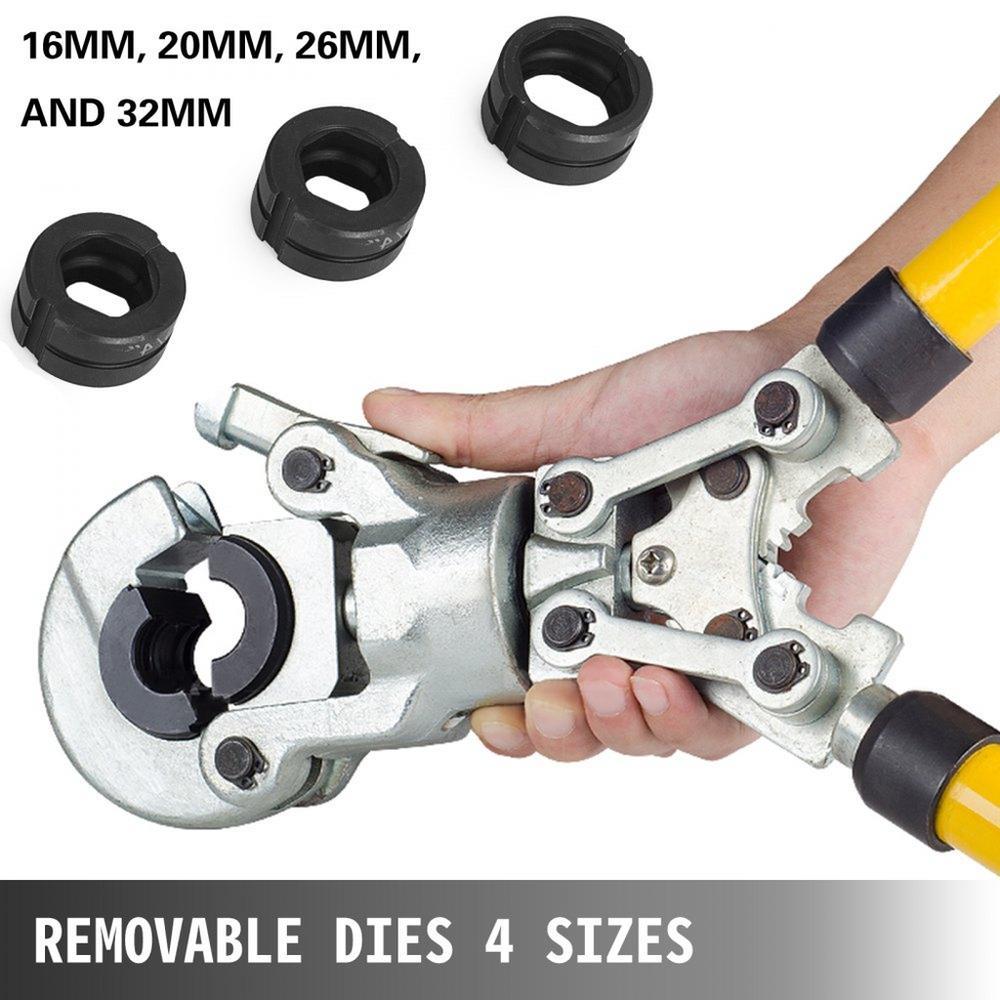 Pipe Crimping Pliers Hand Pressing Kit with 6 Pieces Tool PEX Presser ?16 - 32 mm for Composite Pipe Pex-Al-Pex Aluminum Composite Pipes