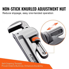 Aluminum Straight Pipe Wrench 18 in Adjustable Plumbing Wrench CRV Jaw