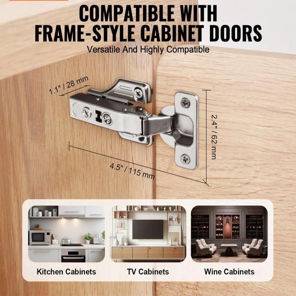Cabinet Door Hinges 50 Packs Full Overlay Soft Close for Framed/Frameless