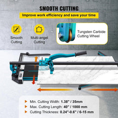 Tile Cutter 1 m Cutting Tool w/ Laser Guide Single Rail Double Brackets