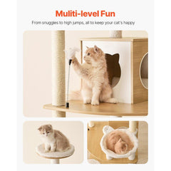 Large Cat Tree Tall Cat Tower Multi-level Condo Play House for Indoor Cat