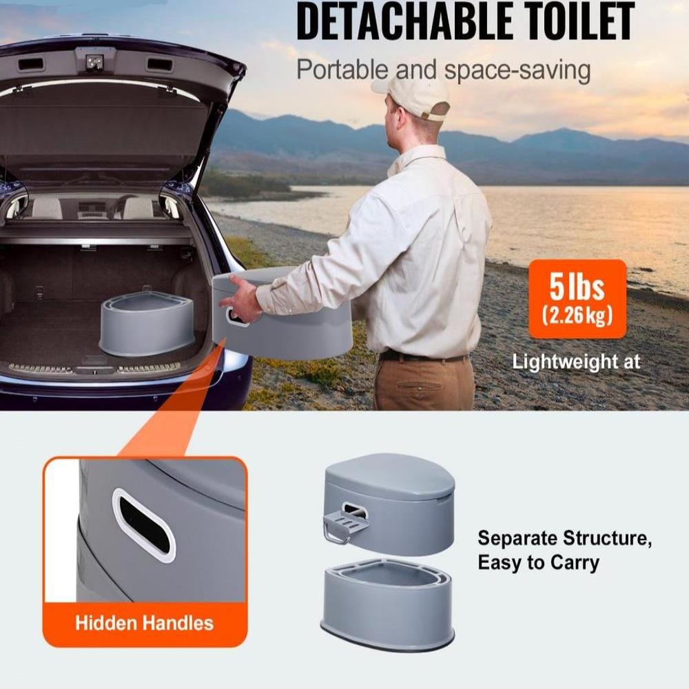 Portable Camping Toilet Inner Bucket with Lid Phone Shelf and Paper Holder