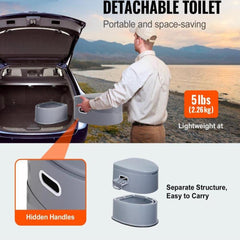 Portable Camping Toilet Inner Bucket with Lid Phone Shelf and Paper Holder