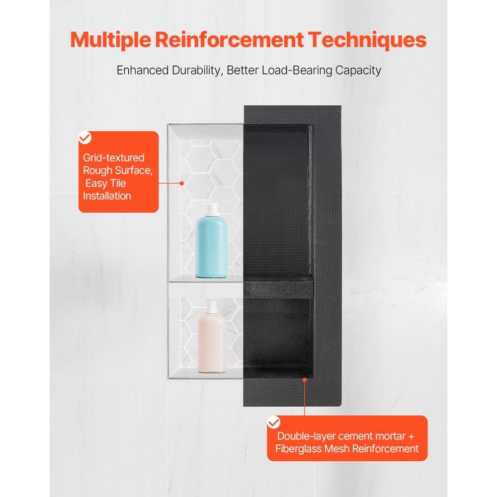 Shower Niche 40.6 x 61+40.6 x 61 cm Recessed Wall Organizer Bathroom