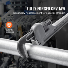 Aluminum Straight Pipe Wrench 18 in Adjustable Plumbing Wrench CRV Jaw