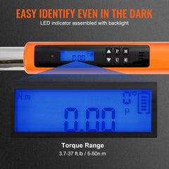 Digital Torque Wrench, 9.5 mm Drive Electronic Torque Wrench, Torque Wrench Kit 3.7-37ft.lb/5-50n.m Torque Range Accurate to ±2%, 3-Mode Adjustable Torque Wrench Set with LED Buzzer Calibration Calibration
