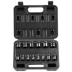 Impact Sockets Set 14pcs 6-Point 3/8in Drive Bit Ratchet Tool Kit Case