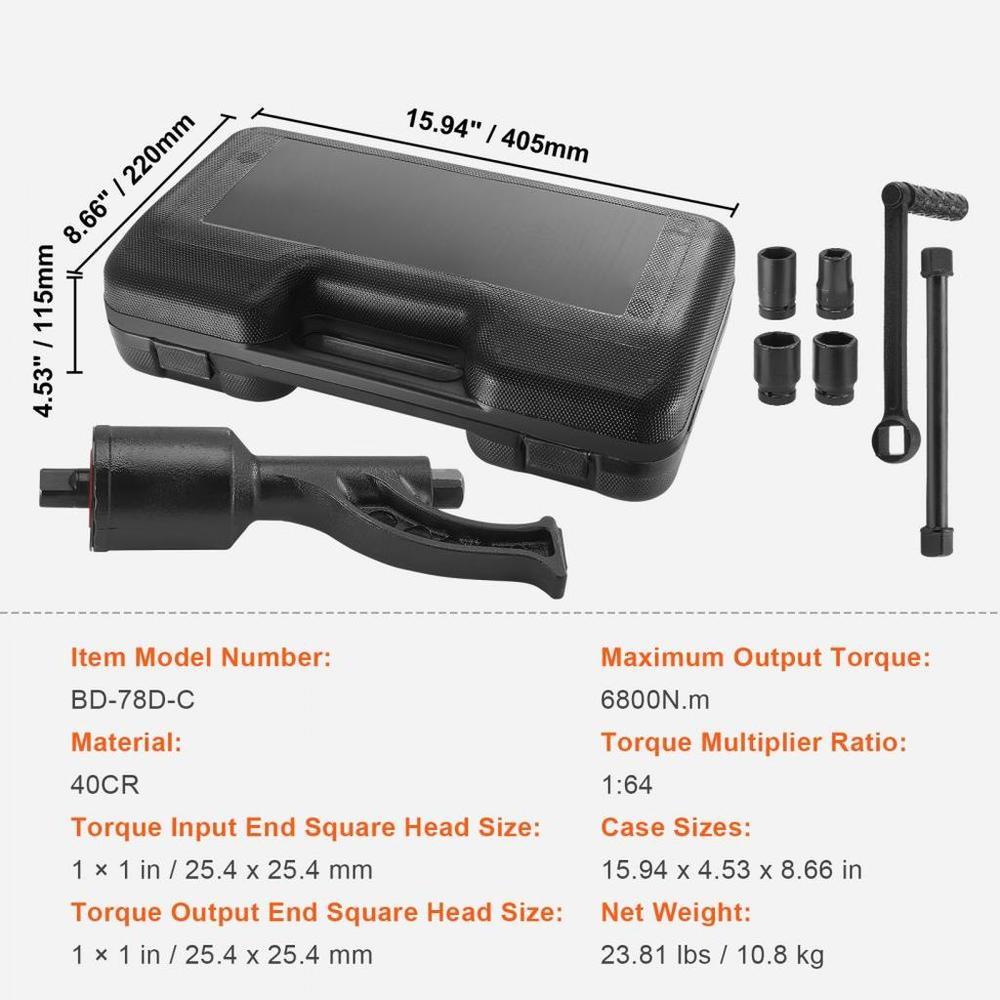 Torque Multiplier, Heavy Duty Torque Multiplier Wrench Set, 1 Inch Drive Lug Nut Wrench Torque Multiplier, 1:64 6800N.m Lug Nut Remover, with 4 Sockets and Storage Case for Truck Trailer RV