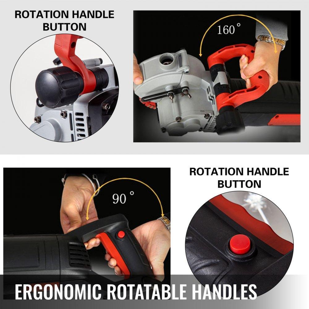 Wall Chaser 34 mm Cutting Depth Wall Groove Cutting Machine 42 mm Cutting Width Wall Slotting Machine 4800W Wall Cutting Machine With 5 Saw Blades 125 mm Diameter 6200r/Min with Infrared Ray