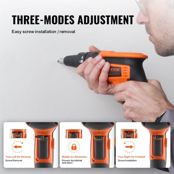 PowerPro 20V Max Drywall Screw Gun Kit, 4200RPM Brushless Cordless with 2 Batteries, Charger, Belt Clip, Tool Bag, Forward/Reverse Adjustable, Built-in LED Light - Image 4