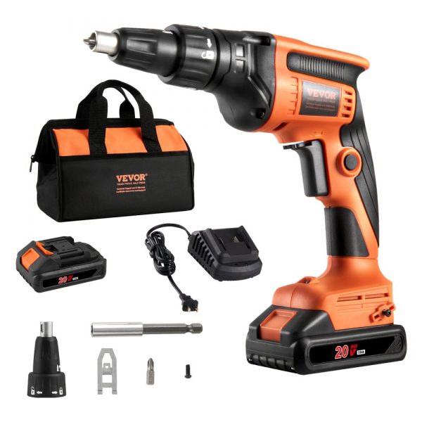 PowerPro 20V Max Drywall Screw Gun Kit, 4200RPM Brushless Cordless with 2 Batteries, Charger, Belt Clip, Tool Bag, Forward/Reverse Adjustable, Built-in LED Light