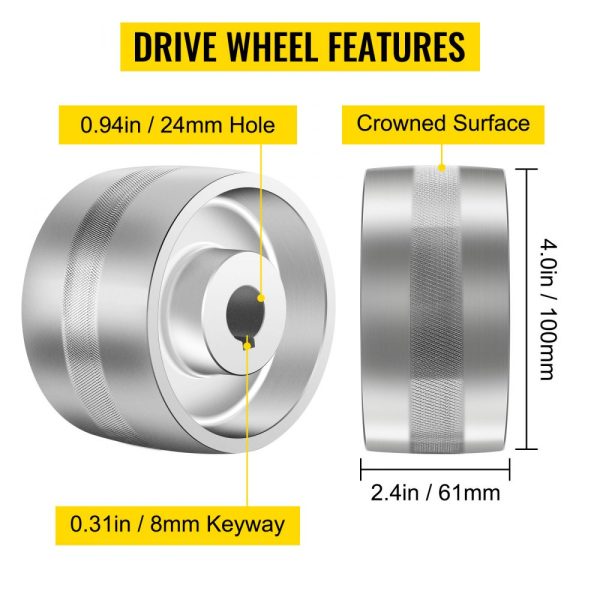 Belt Grinder 2"x72" Wheel Set, Complete Belt Knife Grinder Wheel Set, Aluminum Belt Grinder Wheel Crowned, for Knife Grinder 4" Drive Wheel 0.94" Bore 3" Tracking 2" Idler Wheels (4"-3"-2") - Image 3