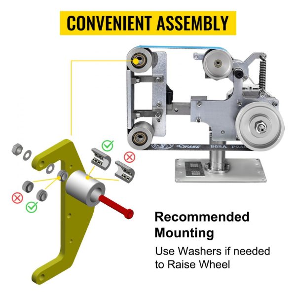 Belt Grinder 2"x72" Wheel Set, Complete Belt Knife Grinder Wheel Set, Aluminum Belt Grinder Wheel Crowned, for Knife Grinder 4" Drive Wheel 0.94" Bore 3" Tracking 2" Idler Wheels (4"-3"-2") - Image 6