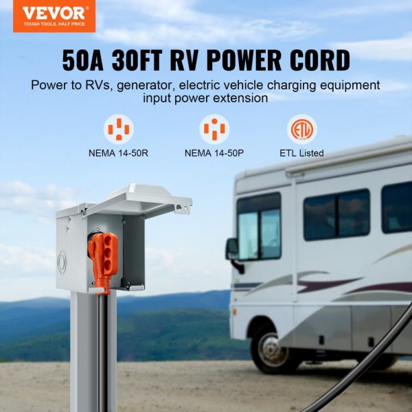 30FT RV POWER EXTENSION CORD 50 AMP NEMA 14-50R/14-50P ETL LISTED - Image 2