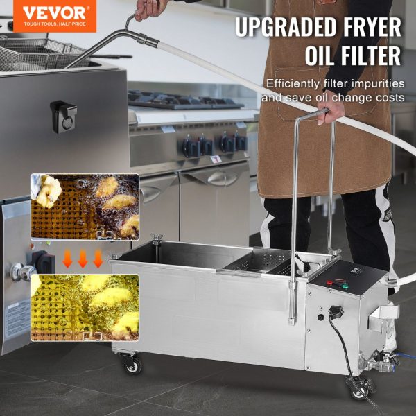 55L Mobile Fryer Oil Filter System with 10 L/min Filtration Speed and Swivel Wheels - Image 2