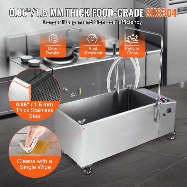 55L Mobile Fryer Oil Filter System with 10 L/min Filtration Speed and Swivel Wheels - Image 5