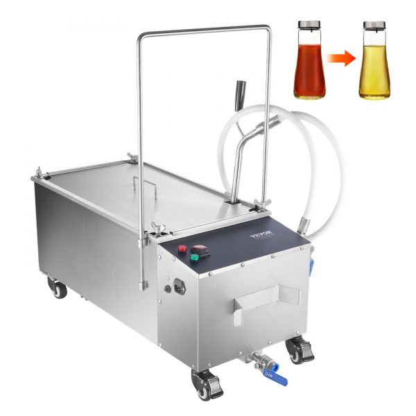 55L Mobile Fryer Oil Filter System with 10 L/min Filtration Speed and Swivel Wheels
