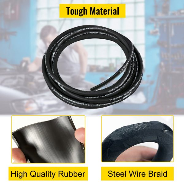 50 Ft Rubber Hydraulic Hose 2 High-Tensile Steel Wire Braid 1/2 Inch ID 5000 PSI Max -40°F to 250°F Hydraulic Oil Flexible Hose - Image 4