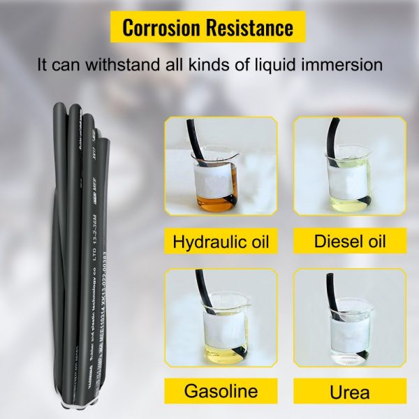 50 Ft Rubber Hydraulic Hose 2 High-Tensile Steel Wire Braid 1/2 Inch ID 5000 PSI Max -40°F to 250°F Hydraulic Oil Flexible Hose - Image 5