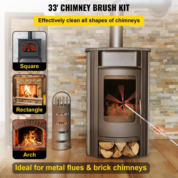 Chimney Sweep Kit 33FT 10 Nylon Flexible Rods for Fireplace Cleaning - Image 2