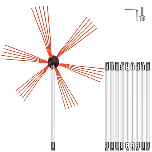 Chimney Sweep Kit 33FT 10 Nylon Flexible Rods for Fireplace Cleaning