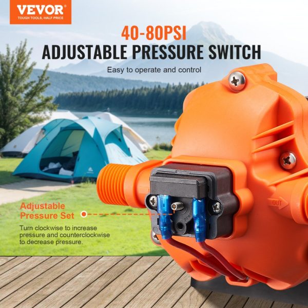 12V Diaphragm Pump 3.5GPM 13.25L/min 3-Chamber Water Pump Pressure Switch - Image 3
