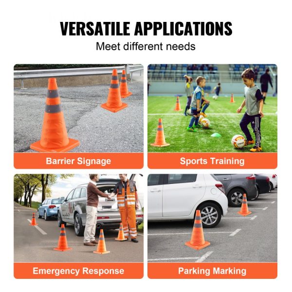 2-Pack 18-Inch Collapsible Safety Cones with Reflective Collars Wide Base and Storage Bag for Traffic Control Construction and Parking - Image 6
