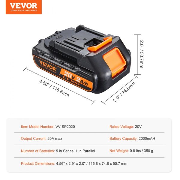 20V 2.0Ah Lithium-Ion Battery Pack for Power Tools, High Capacity Replacement for Cordless Tools - Image 7