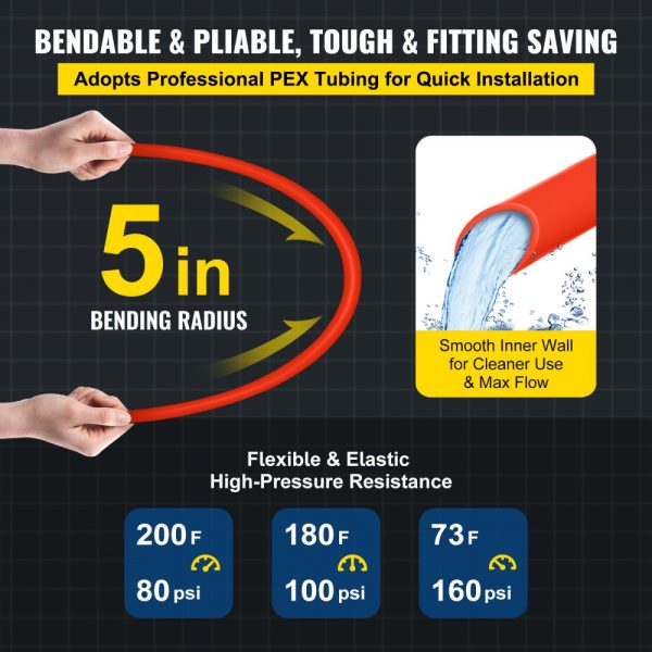 Oxygen Barrier 1/2 Inch 300 Feet Tube Coil EVOH PEX-B Pipe, for Residential Commercial Radiant Floor Heating, Red - Image 4