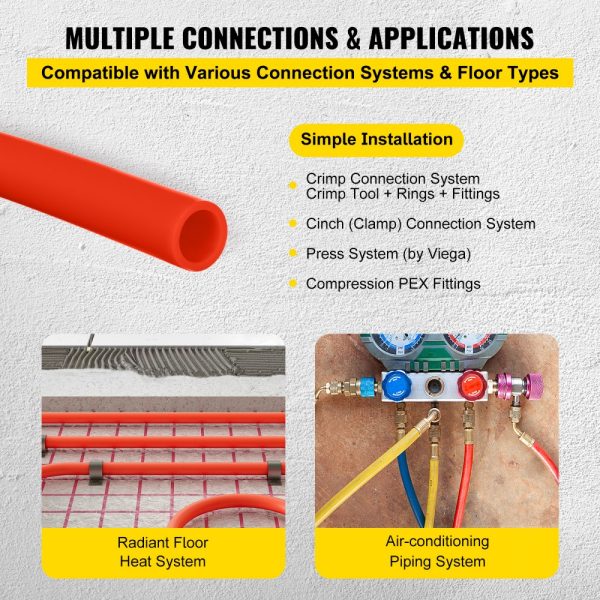 Oxygen Barrier 1/2 Inch 300 Feet Tube Coil EVOH PEX-B Pipe, for Residential Commercial Radiant Floor Heating, Red - Image 7