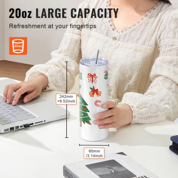 Heat Press Machine with Sublimation Tumblers, 8-Piece 20OZ Blank Tumblers Set, Mug Press for 11-30oz, Heat Transfer Paper, Gloves, Tape - Image 6