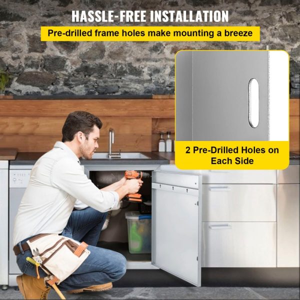 BBQ Access Door 33x22 Stainless Steel Double Door Outdoor Kitchen Cabinet - Image 5