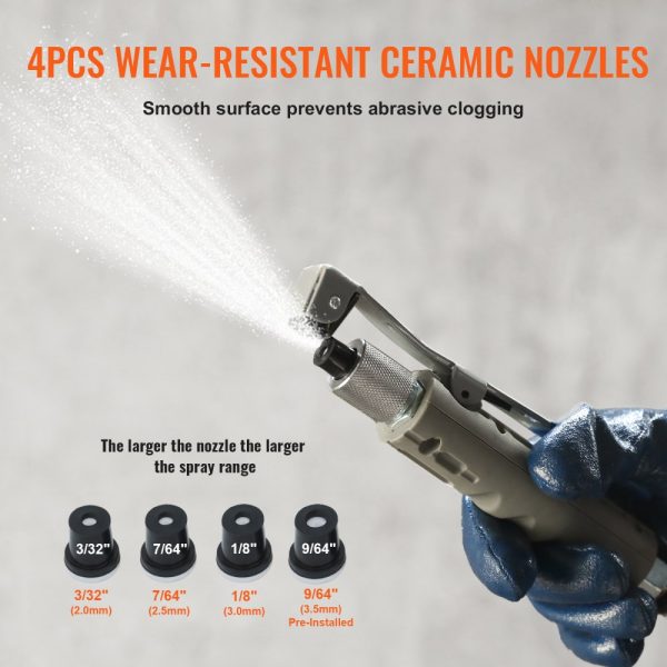 10Gal/40L Sandblast Machine with Nozzle Shut-Off Valve Pressure Gauge Ceramic Nozzle Rubber Wheels Portable Sandblasting Equipment - Image 5