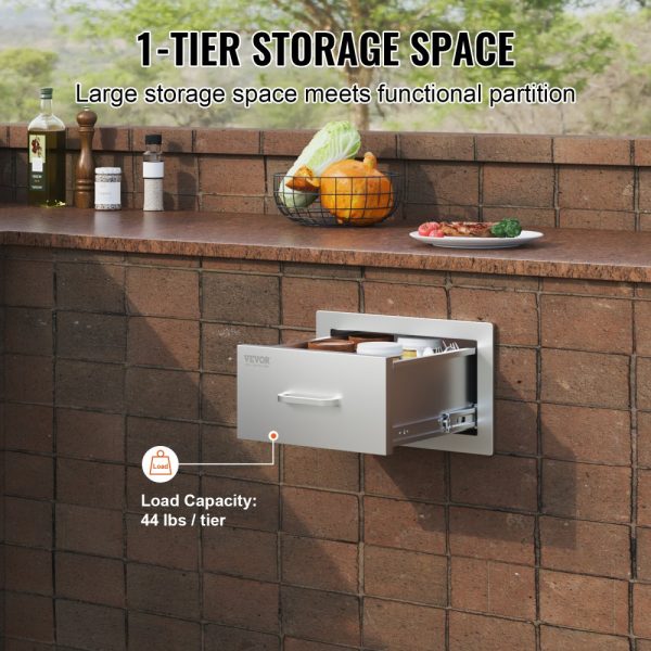 14 W x 8.5 H x 23 D Outdoor Kitchen Drawers Stainless Steel Double Drawers Flush Mount Design with Stainless Steel Handle Perfect for Outdoor Kitchens - Image 3