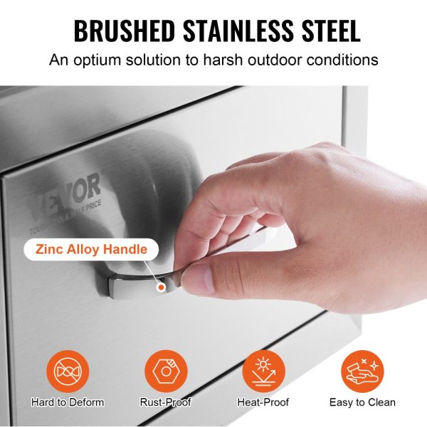 14 W x 8.5 H x 23 D Outdoor Kitchen Drawers Stainless Steel Double Drawers Flush Mount Design with Stainless Steel Handle Perfect for Outdoor Kitchens - Image 4
