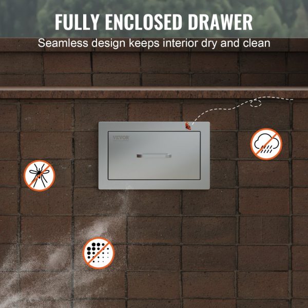 14 W x 8.5 H x 23 D Outdoor Kitchen Drawers Stainless Steel Double Drawers Flush Mount Design with Stainless Steel Handle Perfect for Outdoor Kitchens - Image 6